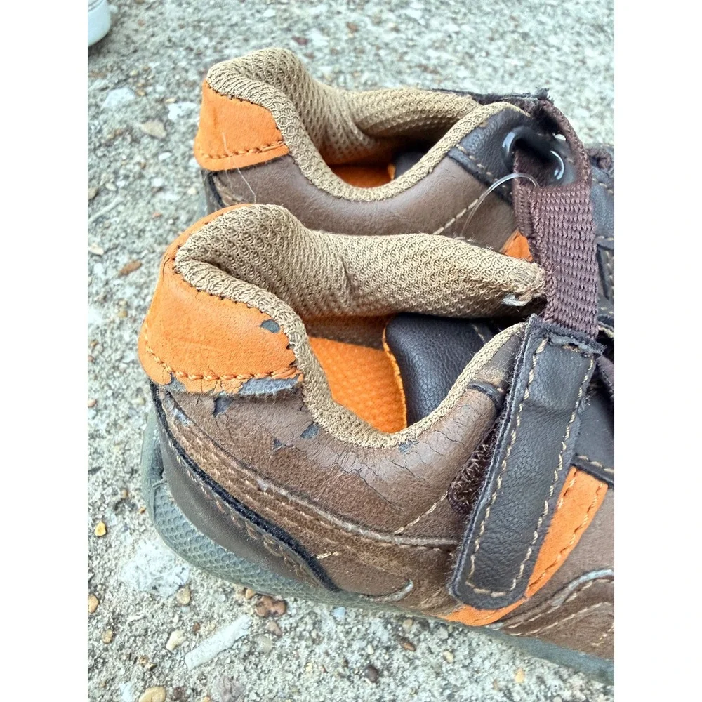 Smartfit Toddler Boys Brown Orange Sneakers Shoes Size 5 Hook Loop Strap 1461524